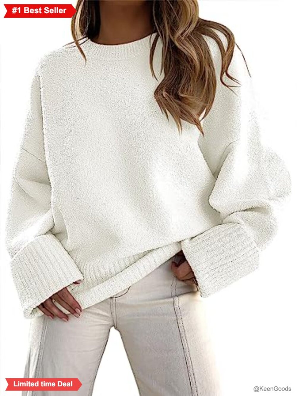 Women's Oversized Cozy Knit Sweater Crew Neck Long Sleeve Pullover